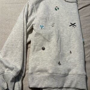 Maeve Light Gray Embellished Sweatshirt